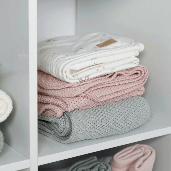 Rice Weave Organic Cotton Knitted Blanket- Pink - Image 2