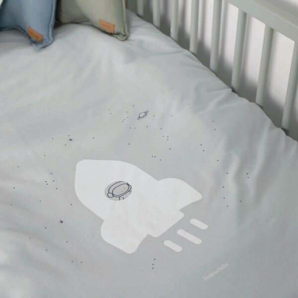 Cot Duvet Cover Set- Blue Rocket - Image 3